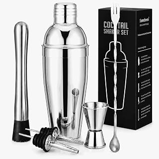 Cocktail Shaker Set, 6-Piece 18/8 Food-Grade Stainless Steel Mixology Bartender Kit - Premium Bar Tools with Muddler, Jigger, Spoon & Pourers - Rust-Proof, Leak-Proof & Dishwasher Safe Gift for Men