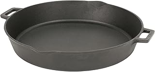 Bayou Classic 7439 16-in Cast Iron Double-Handled Skillet w/Pour Spouts Features Large Loop Handles Perfect For Breakfast Roast Pan Frying Sauteing and Baking
