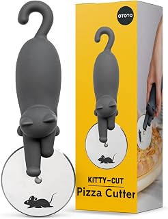 OTOTO Kitty Cut Pizza Cutter Wheel - Pizza Cutters Stainless Steel, Funny Kitchen Gadgets and Kitchen Gifts, Cat Gift for Women Cat Lovers (kitty cut)