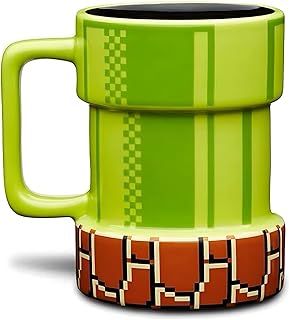 Super Mario Warp Pipe Mug Ceramic Coffee Mug Gift for Gamers, Fathers, Coffee Enthusiasts, for Cappuccino, Latte or Hot Tea, 15 Oz, Green