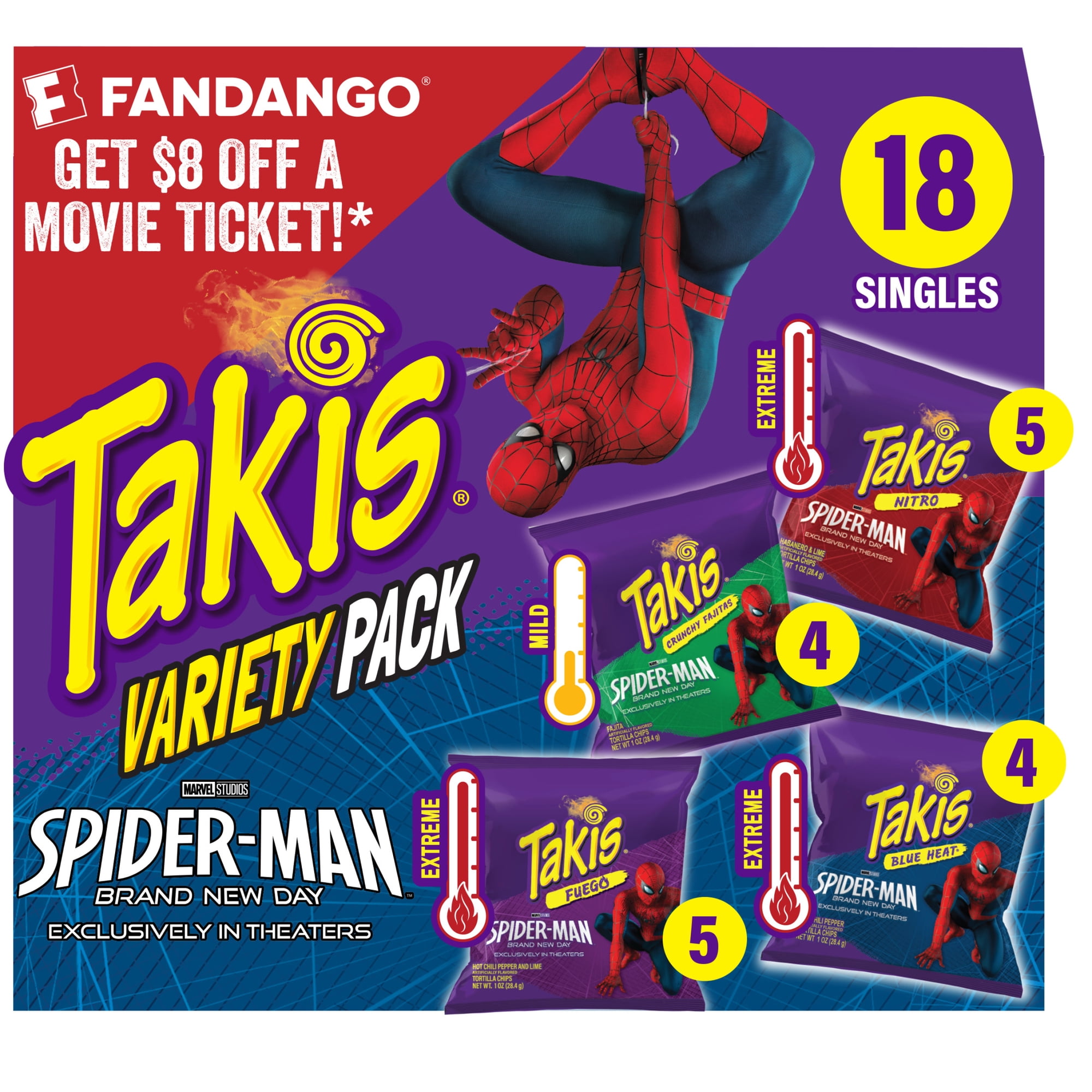 Takis 18 pc / 1 oz Variety Pack, Assorted Rolled Tortilla Chips