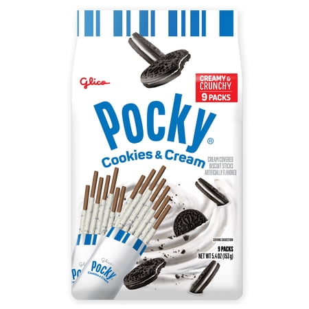 Glico Pocky Cookies & Cream Biscuit Sticks, 5.4 Oz, 9 Pack