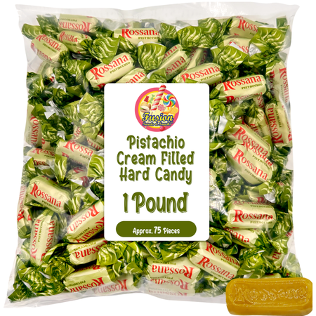 Rossana Pistachio Candy - 1 Pound Bag - Italian Hard Candy Individually Wrapped - Classic Pistachio Treat - Puntini Style Sweets - Authentic Italian Candy from Italy