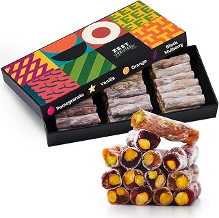 ZEST Delites Turkish Delights Candy with Wonderful Pistachios, Luxury Food Gifts 8.82 oz, Gourmet Snacks, Premium Gluten Free Snacks, Vegan Snacks, Snacks for Adults, Turkish Delight, Vegan Candy