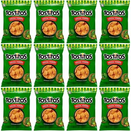 Tostitos Salsa Verde Value Pack Bundled by SUPERDEALS 74.4 grams/2.625 Oz Bag, Salsa Verde, Pack of 12 with mystery gift. Original Mexican Edition Version Tostilocos Chili Corn Tortilla Chips Snacks