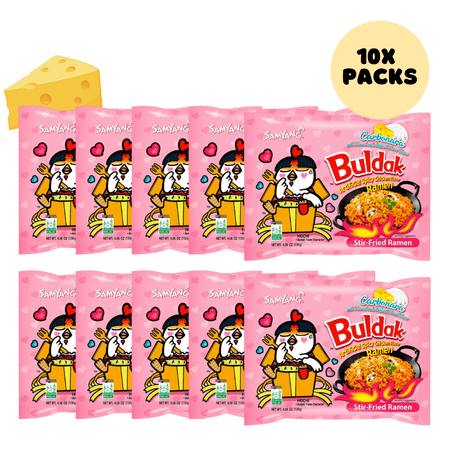 SAMYANG Buldak Carbonara Hot Chicken Flavor Ramen, Stir Fried Instant Noodle 4.58 Ounces (130 g) 10-PACK