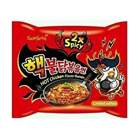 Samyang 2x Spicy Hot Chicken Flavor Ramen Hek Buldak Bokkeum Myun Nuclear Noodle Challenge 4.93 OZ (20 Pack)