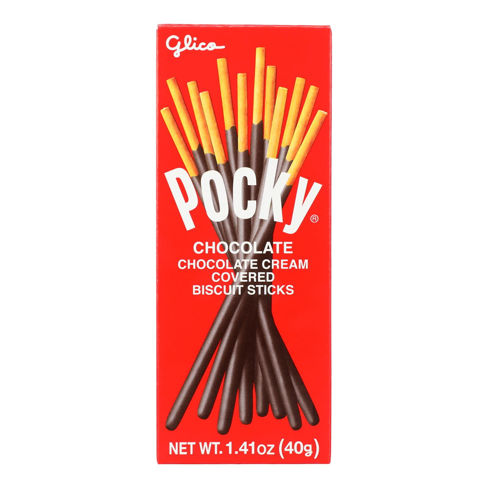 Glico Pocky Chocolate Cream Covered Biscuit Sticks, 1.41 oz, (Pack of 20)