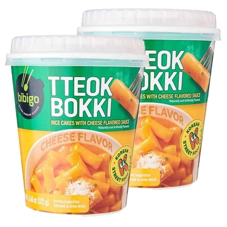 BOX OF LIFE Korean Food Set Tteokbokki Cup Rice Cake with Cheese Flavored Sauce (Cheese Flavor, Pack of 2)