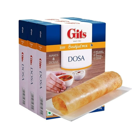 Gits Instant Mix Box - 600gm (Pack of 3 x 200gm) | Ready to Cook Indian Breakfast/Lunch/Dinner/Snack Meal | No Artificial Colors,Flavors,Preservatives,100 percent Vegetarian,Easy Recipe (Dosa)