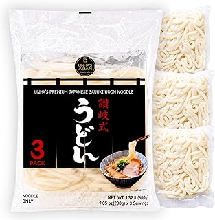 Unha's Japanese Sanuki Fresh Udon Noodles, Jumbo Chewy, 21.15 oz 1 Pack | jumbo chewy udon, no soup included, yaki udon stir fry, noodle soup, nabeyaki hot pot, quick meal