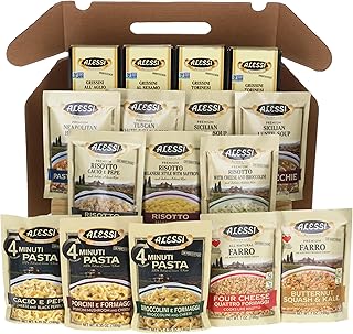 Alessi Taste of Italy Holiday Variety Gift Box, Sampler of Culturally Inspired Soups, Pastas, Risottos, Farros and Premium Bread Sticks