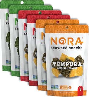 Nora Crispy Seaweed Snacks, Low-Sugar, Taster's Variety Pack, Vegan, 6-Pack | Asian Snack, Low-Sugar, Non-GMO Verified, Nori Sheets Snack Strips, Light and Crunchy, For Any Occasion, Family Favorite