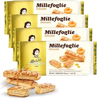 Millefoglie D'Italia Glassate by Pasticceria Matilde Vicenzi, Gourmet Italian Puff Pastry Cookies, Made in Italy - 4.41oz (125g), 4-Pack