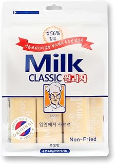 56% Milk Classic Korean Milk Rice Cracker Snacks, 8.46 oz, 1 Pack | asian snack, oven baked, non fried, wrapped sticks, light crispy texture, tea coffee pairing, lunchbox pantry