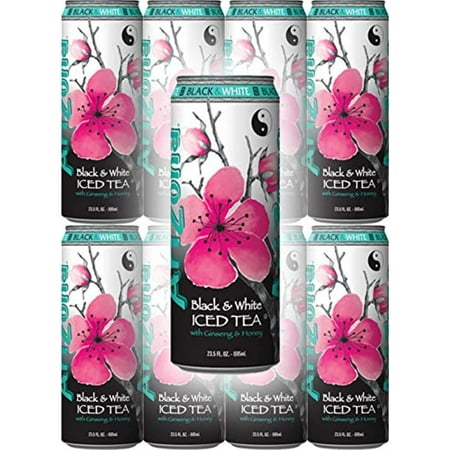 Arizona Tea Black And White, 23 Fl Oz Tall Cans (Pack Of 8, Total Of 184 Oz)