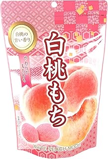 Mochi White Peach Traditional Japanese Rice Cakes, 130g, Soft Chewy Wagashi Sweets Estala