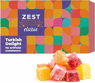 Turkish Delight by Zest Delites, Assorted Lokum, Vegan Candy Gift, 8.8oz | Rakhi Gift for Brother & Sister, Raksha Bandhan Sweets, Vegan Candy Gift Box, Gourmet, Gluten Free, Traditional Taste, Kosher