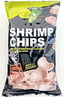 Genuine Wasabi Shrimp Chips(Pack of 3) - 2 oz- Japanese Snacks, Wasabi Powder, Japanese Chips, Prawn Crackers, Spicy Wasabi Flavor, School Snack, Light and Crispy - Kinjirushi Brand