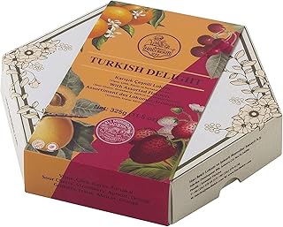 Turkish Delight by Haci Bekir - Assorted Juicy Fruit Flavors (Cherry, Strawberry, Apricot, Orange) - Vegan, Gluten-Free, Halal, and Dairy-Free Gummy Candy Dessert - 325GR/11.5OZ Gourmet Box
