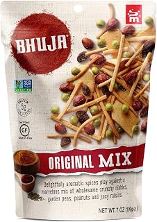 Bhuja Majans Original Mix Snack Mix, 7 oz | Peanuts, Garden Peas & Raisins | Non-GMO, Gluten Free, Vegan Friendly | 5g Protein per Serving | No Added MSG, No Artificial Colors, Flavors or Preservatives | Made in Australia [Pack of 6]
