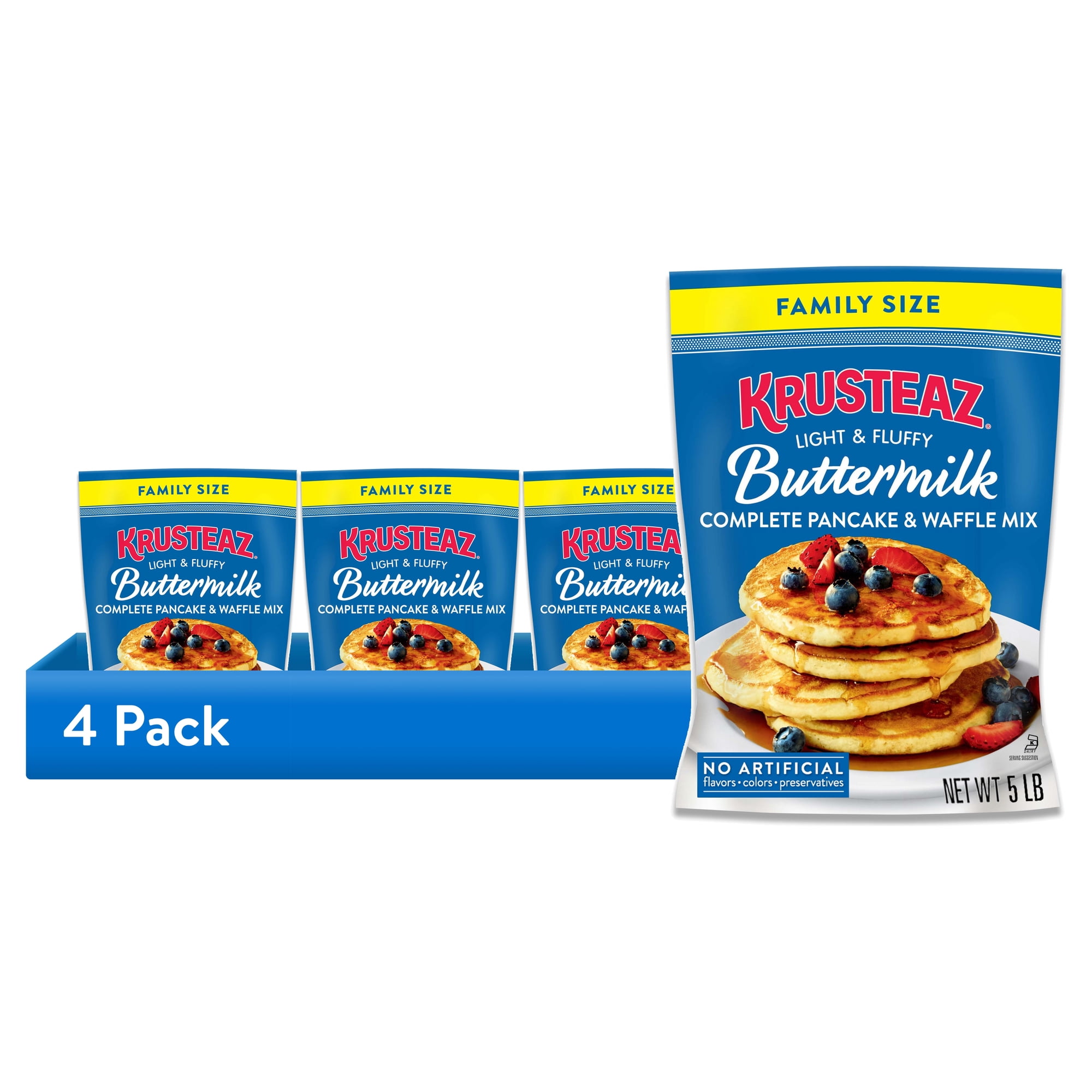 (4 pack) Krusteaz Buttermilk Pancake & Waffle Mix, 5lb.