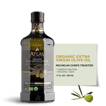 Atlas 500 ml Organic Cold Pressed Moroccan Extra Virgin Olive Oil, Polyphenol Rich | EVOO From Morocco, Newly Harvested Unprocessed from One Single Family Farm | Trusted by Michelin Star Chefs