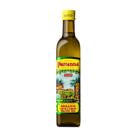 Partanna Organic Extra Virgin Olive Oil - Premium 100% Castelvetrano Oil - High Polyphenol - First Cold Pressed - Early Harvest in Sicily-Award Winning Italian EVOO-Monovarietal-16.9 oz -500ML-Glass