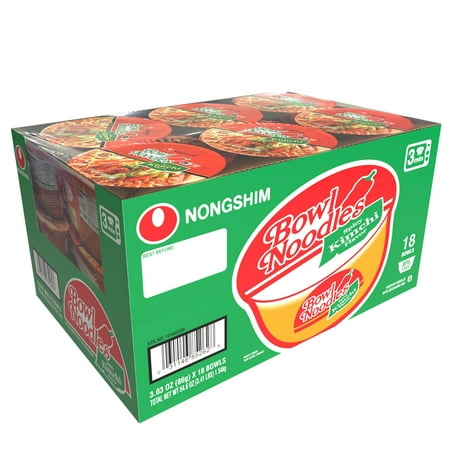 Nongshim Bowl Noodle Spicy Kimchi Ramyun Ramen Noodle Soup Bowl, 3.03oz X 18 Count