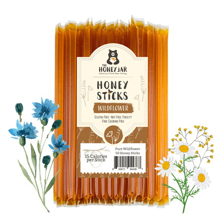 The Honey Jar - Pure American Wildflower Honey Sticks - 50 Count Package