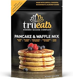TruEats Pancake & Waffle Mix: Low Glycemic, Protein & Fiber Rich, Gluten & Grain Free, Diabetic Friendly, Vegan Friendly, Dairy Free, Plant Based, No Sugar Added