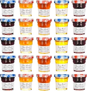 Bonne Maman Jam Assorted - 30 jelly jars x 1 ounce - 5 Apricot, 5 Orange, 5 Cherry, 5 Honey, 5 Grape, 5 Blueberry