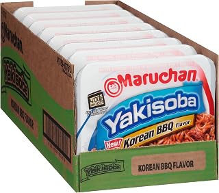 Maruchan Yakisoba, Korean BBQ Flavor - Stir-Fried Japanese Instant Ramen Noodles, High Protein Microwavable Meal - 4.12 Oz. (8 Pack)