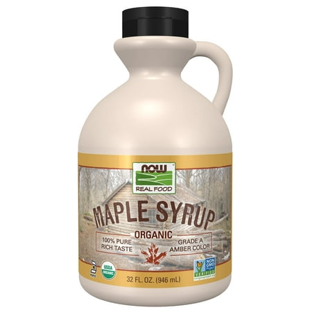 NOW Foods, Certified Organic Maple Syrup, Grade A Amber Color, 100% Pure, Certified Non-GMO, 32-Ounce