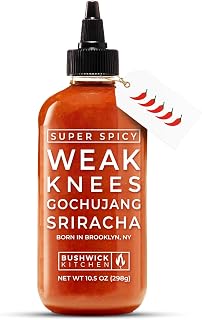 Weak Knees Super Spicy Gochujang Sriracha Hot Sauce, 10.5oz Squeeze Bottle | Korean Gochujang - Habanero Heat - Made in the USA - Squeeze Bottle - Wings, Tacos, Burgers, Noodles & Marinades