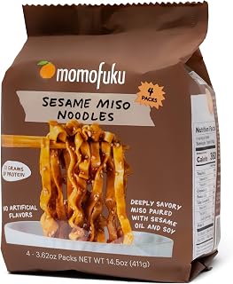Momofuku Sesame Miso Ramen Noodles by David Chang, 4 Pack of Restaurant Quality Instant Noodles with 12g of Plant-Based Protein