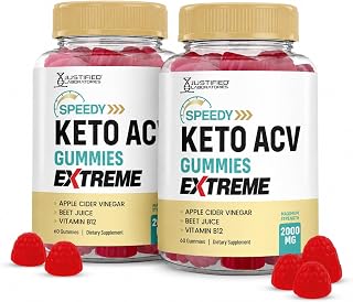 Justified Laboratories Speedy Keto ACV Gummies Extreme (2000 mg) - 60 Count, Pack of 2 - Formulated with Apple Cider Vinegar, Folate & Vitamin B12 - Non-GMO, Vegan, Gluten Free - 60 Servings