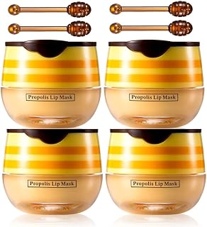 4 Pcs Lip Balm Honey Pot, Honey Moisturizing Lip Mask Reduces Lip Lines,Prevention Dry and Cracked Lip Scrubs Exfoliator.