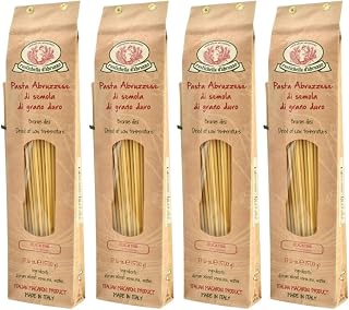 Rustichella d'Abruzzo Bucatini (Pack of 4), 500g Each - Classic Italian Pasta with a Hole - Perfect for Amatriciana Sauce - Artisan Pasta from Abruzzo