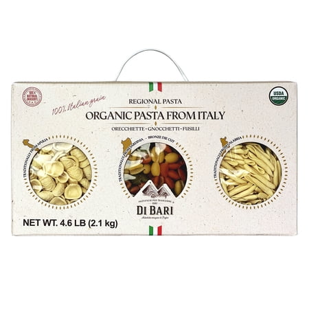 Di Bari Organic Regional Pasta Variety Pack - 6 Italian Pasta Types - Imported from Italy - 4.6 lb (2.1 kg)