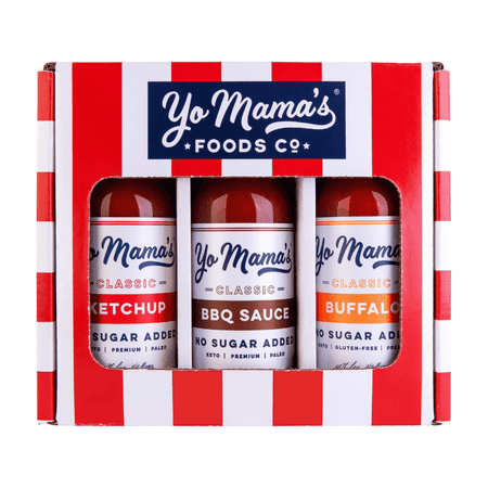 Yo Mama's Foods Grilling Keto Gift Set | Includes (1 ) Buffalo Sauce, (1) Classic Ketchup, (1 ) BBQ Sauce | Keto-Paleo | All-Natural | Gluten-Free and made from Fresh Ingredients
