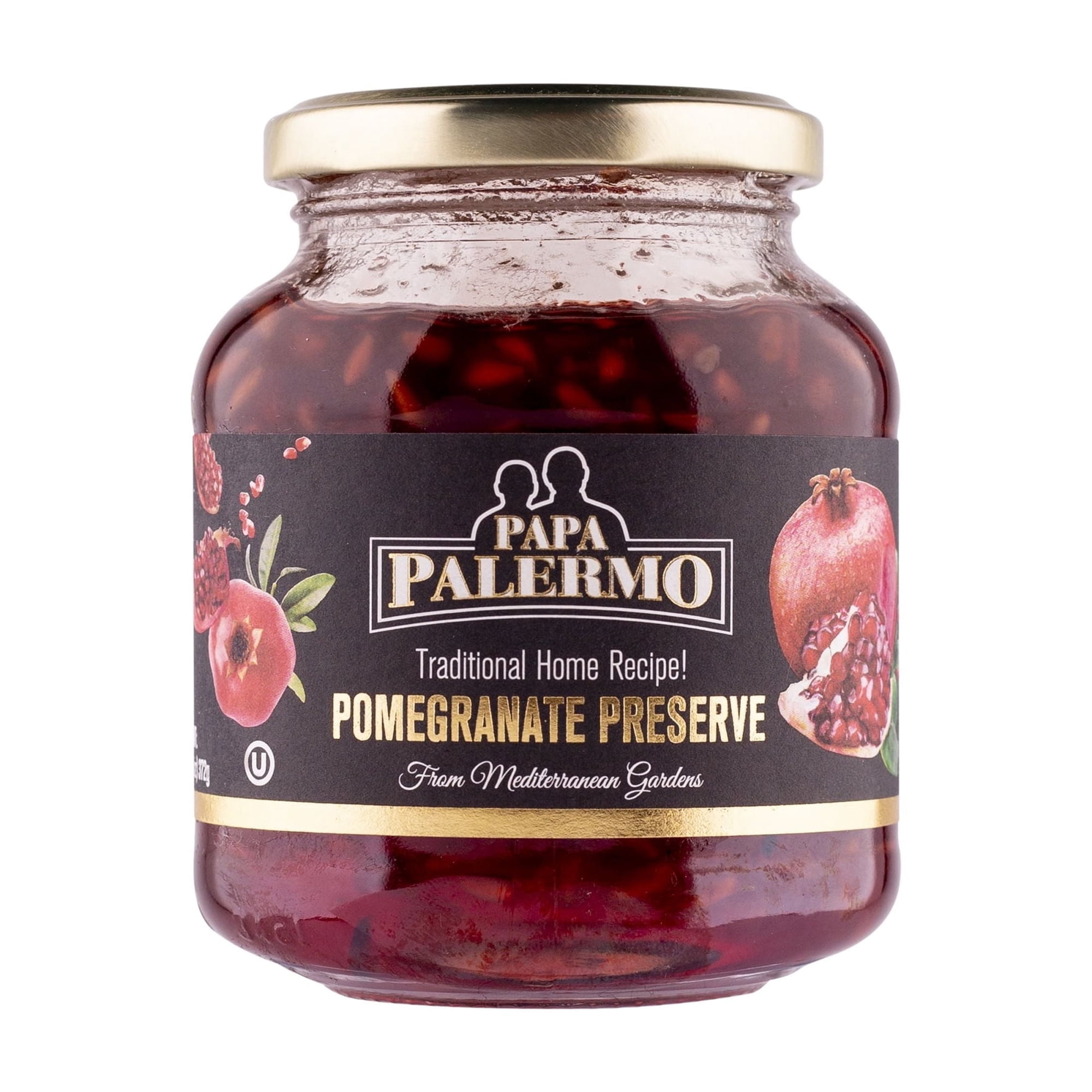 Papa Palermo Pomegranate Jam, Jelly & Preserve, Gourmet Spread, 13.10 oz Glass Jar