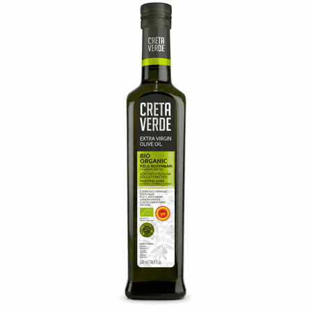 CRETA VERDE | Organic 100% Greek Extra Virgin Olive Oil | Cold Pressed & High Polyphenol | Koroneiki Variety | First Cold Extracted EVOO| 500 ml (16.9 fl. oz.) Glass Bottle