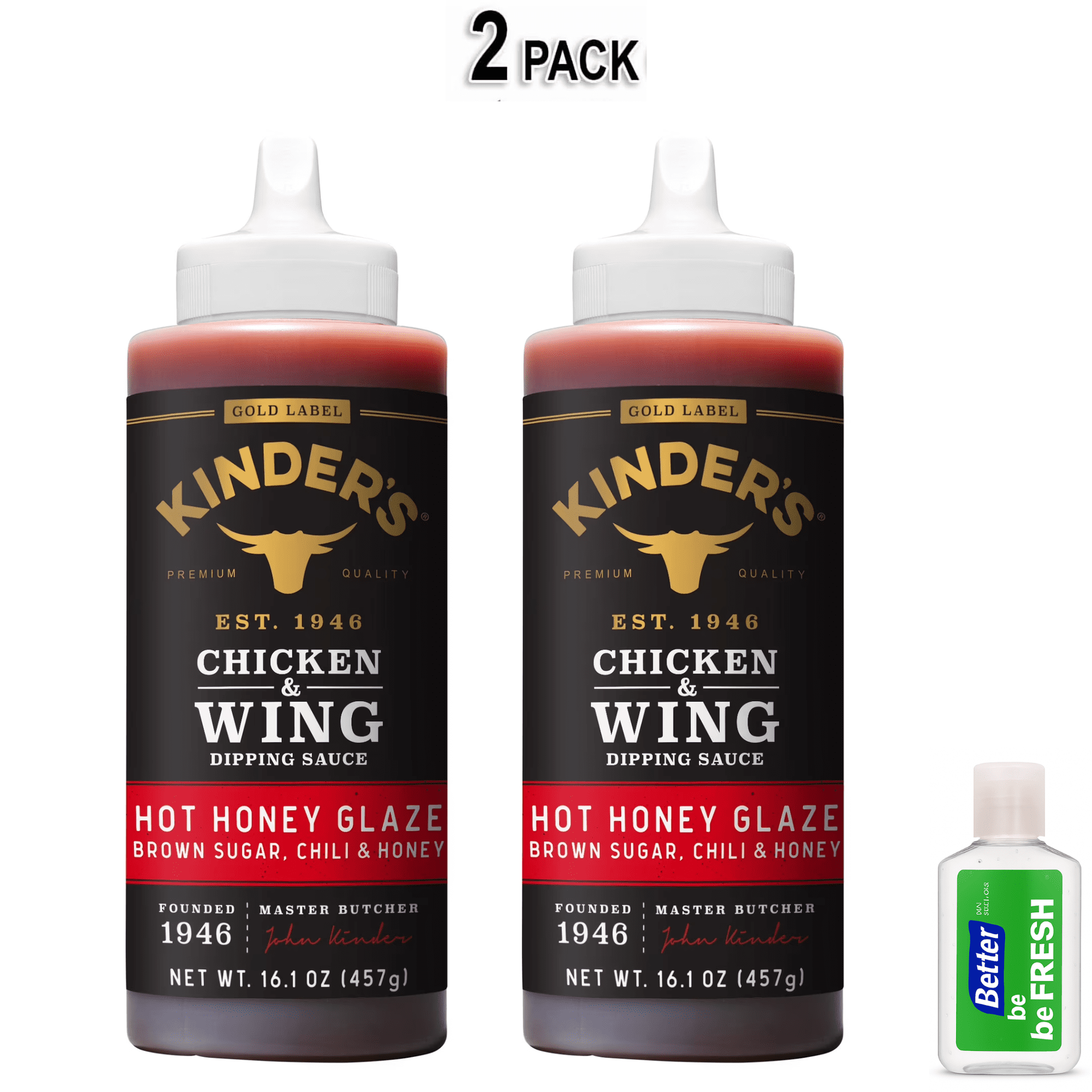 Kinder's Gold Label Hot Honey Glaze Dipping Sauce for Chicken and Wings, 16.1 oz Bottle