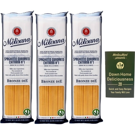 La Molisana Imported Italian Pasta - Spaghetti Quadrato Chitarra No. 1 | Pack of 3 + MerlinsMart Zine