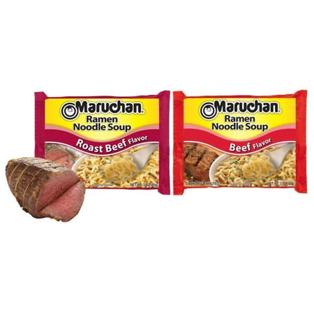 Maruchan, Ramen Beef and Roast Beef Noodles Variety Pack Soup, 3 Oz, 24 Ct by LRB
