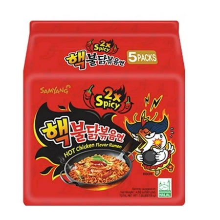 Samyang 2X Spicy Hot Chicken Flavor Ramen KOREAN SPICY NOODLE (140g Each) (5 packs)