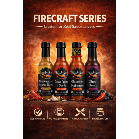 Sauce Lover Hot Sauce Gift Box 4 Pack by Fresco Sauce - Gluten Free - All Natural - Vegan