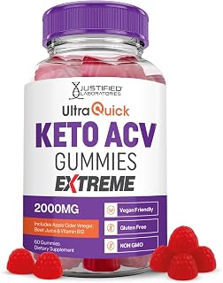 Justified Laboratories Ultra Quick Keto ACV Gummies Extreme (2000 mg) - 60 Count - Formulated with Apple Cider Vinegar, Folate & Vitamin B12 - Non-GMO, Vegan, Gluten Free - 30 Servings