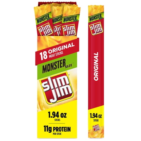 Slim Jim Monster Smoked Jerky Sticks, Original Flavor, 1.94 oz. 18-Count